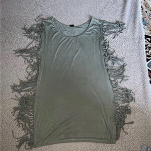 VENUS Soft Green Fringe Midi Dress